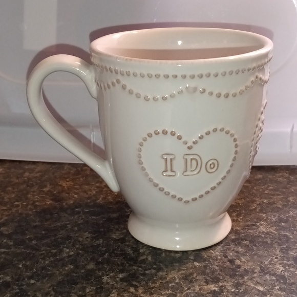 LENOX French Perle White "I Do, Me Too" Reversible Mug, Shabby Chic Coffee Mug - Picture 11 of 11